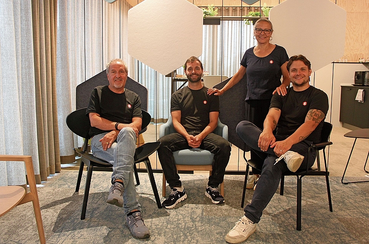 Die Familie Schlup in einem Teil ihrer neuen Erlebniswelt (von links): Beat, Benjamin, Irène und Florian Schlup.Bilder: zvg Die Familie Schlup in einem Teil ihrer neuen Erlebniswelt (von links): Beat, Benjamin, Irène und Florian Schlup.Bilder: zvg